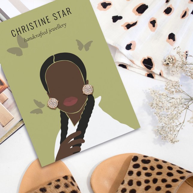 Chic Boho Female Silhouette Earring Visning Card Visitkort (Skapare uppladdad)