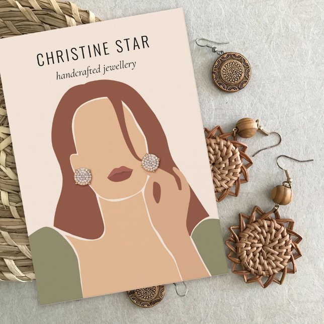 Chic Boho Female Silhouette Earring Visning Card Visitkort (Skapare uppladdad)