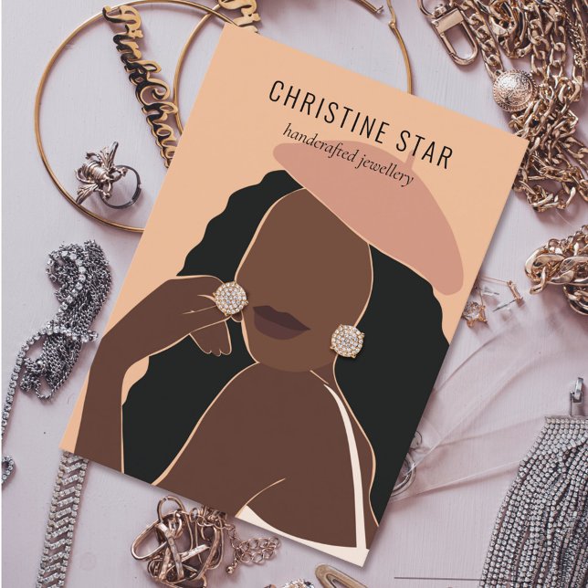 Chic Boho Female Silhouette Earring Visning Card Visitkort (Skapare uppladdad)