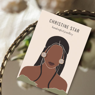 Chic Boho Female Silhouette Earring Visning Card Visitkort