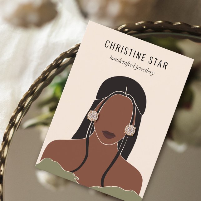 Chic Boho Female Silhouette Earring Visning Card Visitkort (Skapare uppladdad)