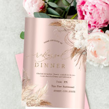 Chic Boho Flowers Ro Guld Rehearsal Dinner