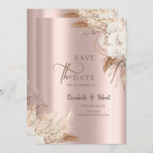 Chic Boho Flowers Rose Gold Wedding Save The Date