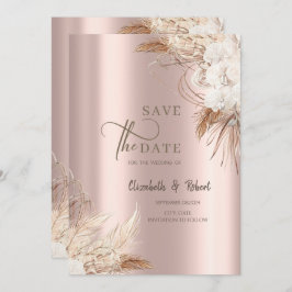 Chic Boho Flowers Rose Gold Wedding  Save The Date Spara Datumet