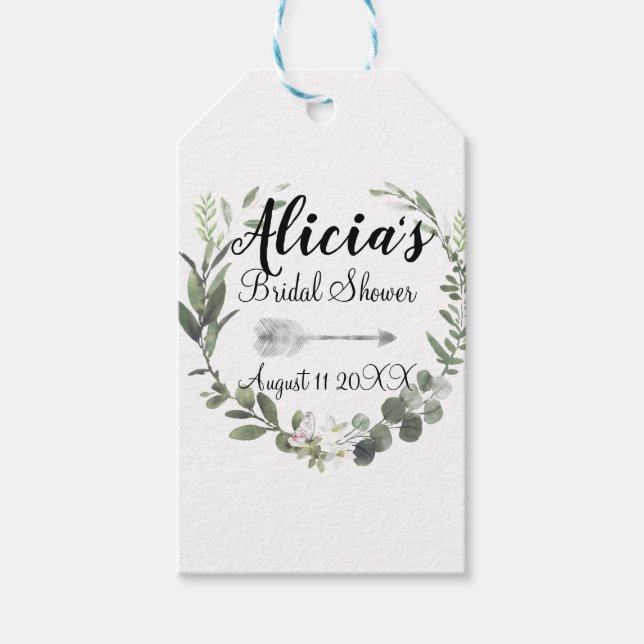 Chic Boho Foliage Bröllopsdusch       Presentetikett (Framsidan)