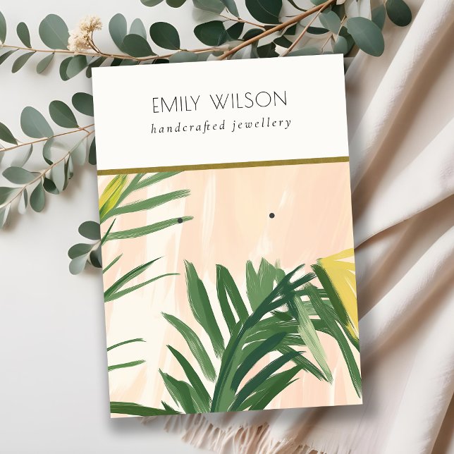 Chic Boho  Grönt Tropical Handflatan Lövs Earring Visitkort (Skapare uppladdad)