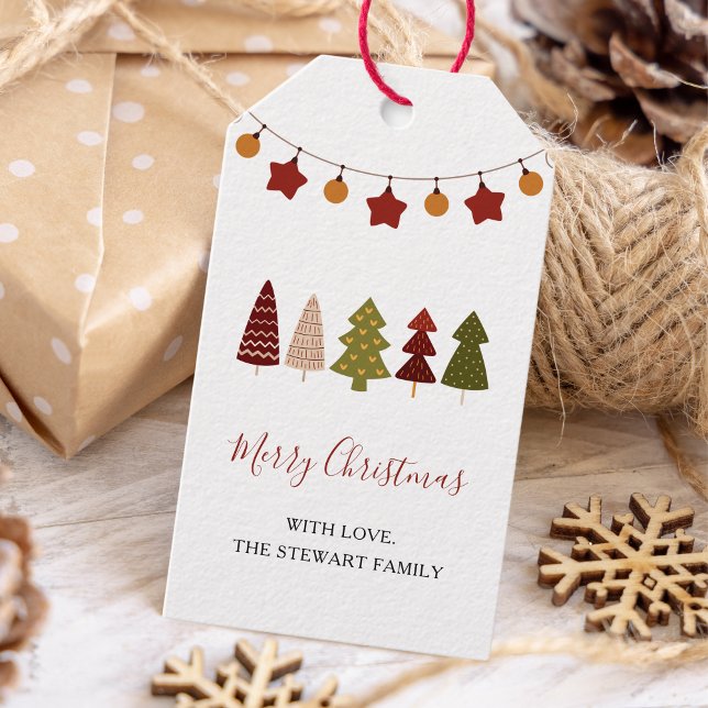 Chic Boho Julgran Modern Helgdag Presentetikett (Skapare uppladdad)
