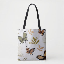Chic boho line art abstrakt butterflies tygkasse
