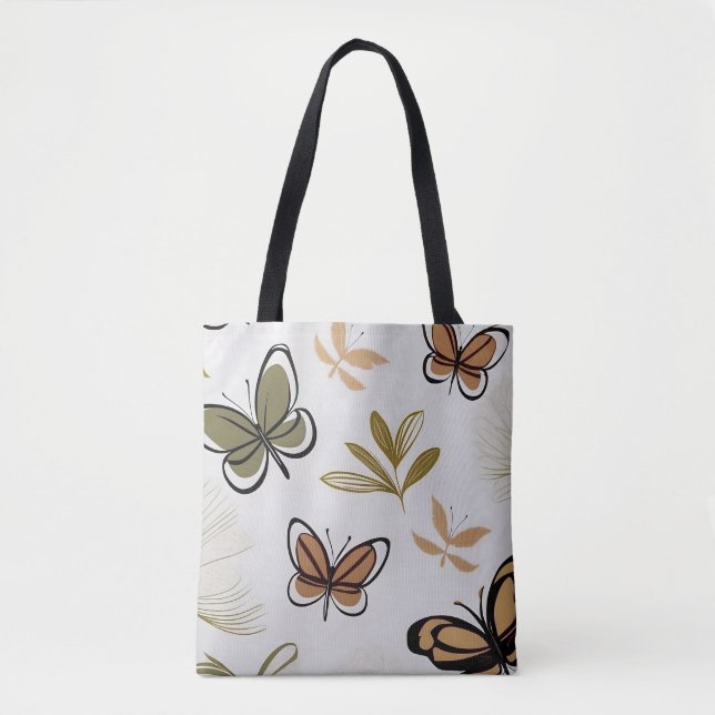 Chic boho line art abstrakt butterflies tygkasse (Framsida)