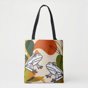 Chic boho line art abstrakt vektorggrodor tygkasse