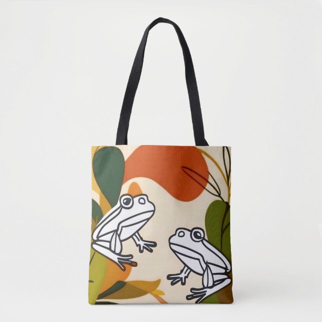 Chic boho line art abstrakt vektorggrodor tygkasse (Framsida)