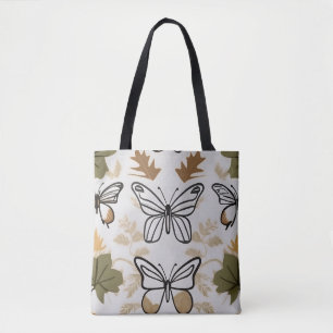 Chic boho line art abstrakt vetor Butterflulies Tygkasse