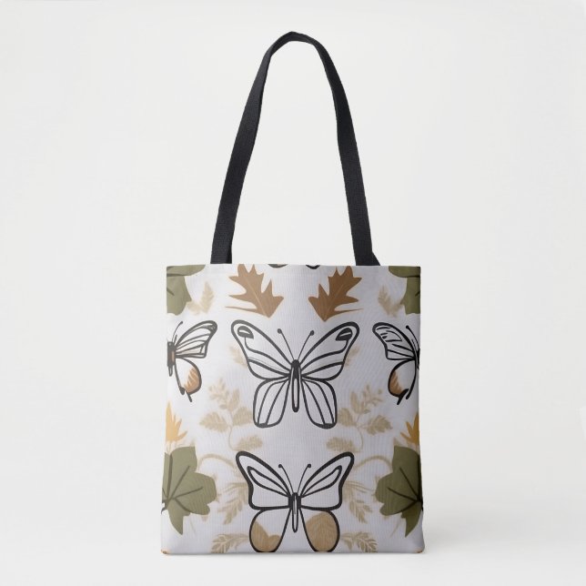 Chic boho line art abstrakt vetor Butterflulies Tygkasse (Framsida)