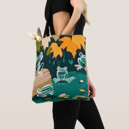 Chic boho line art abstrakt vetor grodor på damm tygkasse