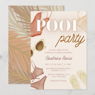 Chic Boho Möhippa Beige Bassäng Party Inbjudningar
