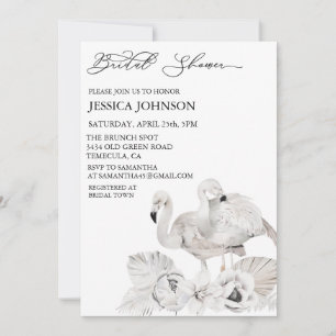 Chic Boho Möhippa White Flamingo Tropical Inbjudningar