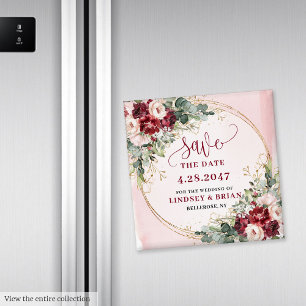 Chic Boho Mörkröd Rodnad Guld Save the Date Magnet
