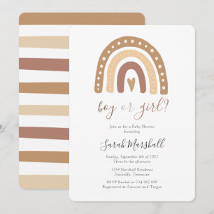 Chic Boho Pastel Brown Rainbow Baby Shower Inbjudningar