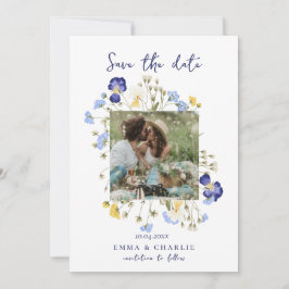 Chic boho Photo wildblommor Bröllop spara datum Datumet
