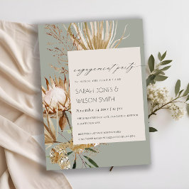 Chic Boho Protea Dry Handflatan Blommigt Förlovnin Tack Kort
