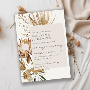 Chic Boho Protea Dry Handflatan Blommigt Giftermål Tack Kort