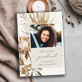 Chic Boho Protea Dry Handflatan Blommigt Photo Stu Meddelande