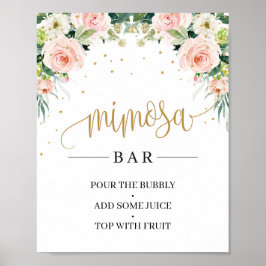 Chic Boho rosa blommigt guld mimosa pub Poster
