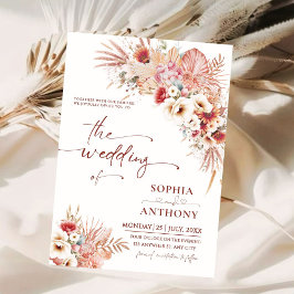 Chic Boho Rustic & Watercolor Blommigt Bröllop Inbjudningar