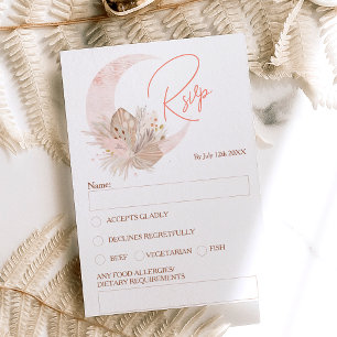Chic boho rustik pampas blommigt måne osa inbjudningar