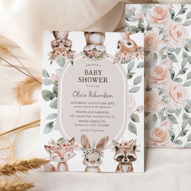 Chic Boho Skogs Djur Baby Shower Inbjudningar (Skapare uppladdad)