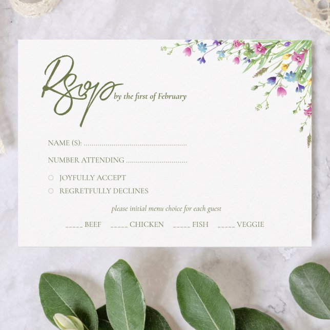 Chic boho (slädblommor) Bröllop OSA Kort (Skapare uppladdad)