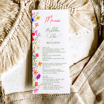 Chic boho smart vild blommor trädgårdsbröllop meny<br><div class="desc">Lägg till en liten bohemisk elegans till din bröllop-middag med den här Modern Chic Boho Bright Elegant Colorful vild blommor bröllop-menyn. Med rosa, rött, grönt och lila hues botaniska blommor som inspirerats av vilda blommor och vattenfärgade, rustiska trädgårdar med subtle grey och modern boho script typography. Med elegantens moderna manustypografi,...</div>