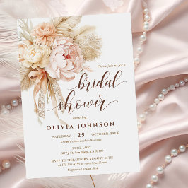 Chic Boho Stil Creamy Blommigt Möhippa Inbjudningar