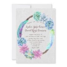 Chic Boho Succuls Cactus Feathers Wandeandan Bröll