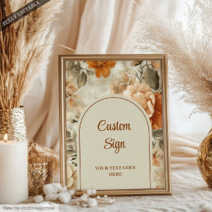 Chic Boho Terra Cotta Beige Olivgrön Blommig Anpas Poster