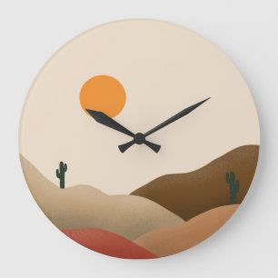 Chic Boho Terracotta Desert Cactus Stor Klocka
