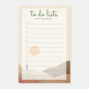 Chic Boho Terracotta Desert Cactus to do Lists Post-it Block