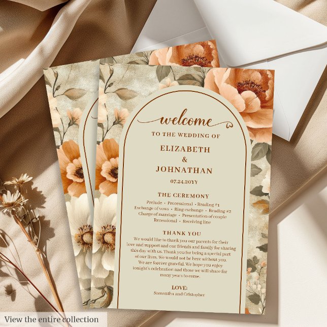 Chic Boho Terrakotta Beige Salvia Blommig Program (Chic Boho Terracotta Beige Sage Floral Program)