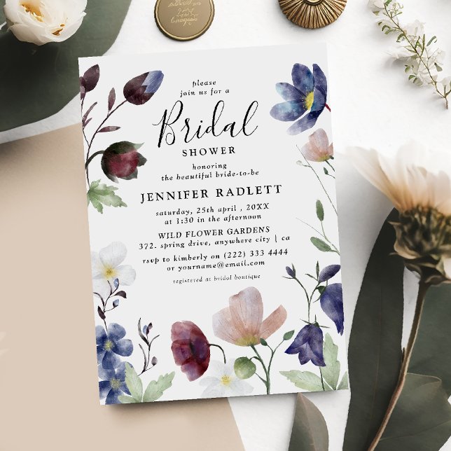 Chic Boho Vilda Blommor Bröllop Bröllopsdusch Inbjudningar (Skapare uppladdad)