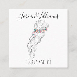 Chic boho wildblomma Bröllop Hair Stylist blommigt Fyrkantigt Visitkort