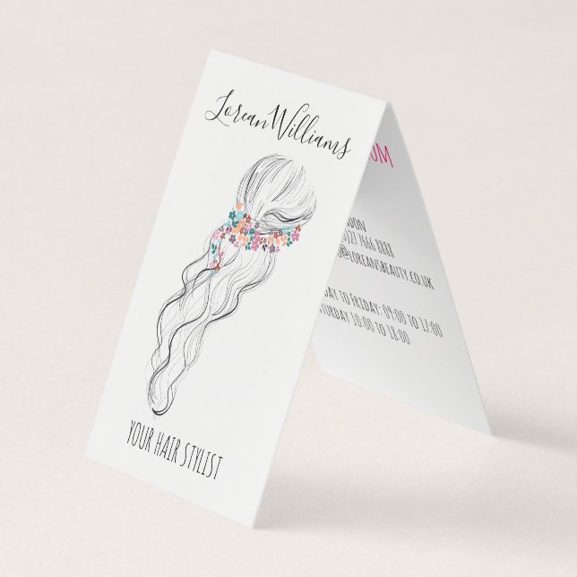 Chic boho wildblomma Bröllop Hair Stylist blommigt Visitkort (Framsida)