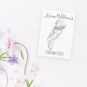 Chic boho wildblomma Bröllop Hair Stylist blommigt Visitkort