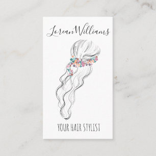 Chic boho wildblomma Bröllop Hair Stylist blommigt Visitkort