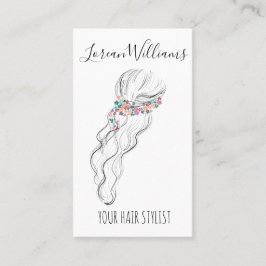 Chic boho wildblomma Bröllop Hair Stylist QR Visitkort