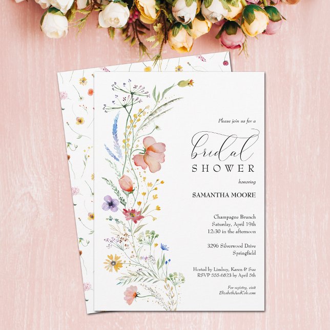 Chic Boho WildblomMöhippa Inbjudningar (Chic Boho Wildflower Bridal Shower Invitations - PRINTED and/or INSTANT DOWNLOAD)