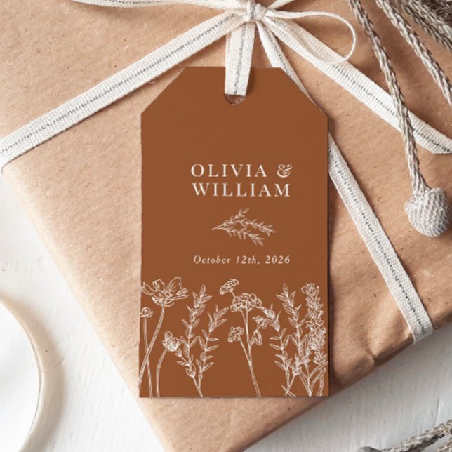 Chic Boho WildblommTerracotta Wedding Favor Märkre Presentetikett (Skapare uppladdad)