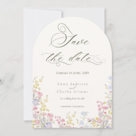 Chic Boho wildflowers Wedding Save the Date Inbjudningar