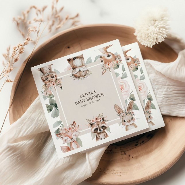 Chic Boho Woodland Animals Baby Shower Pappersservett (Skapare uppladdad)