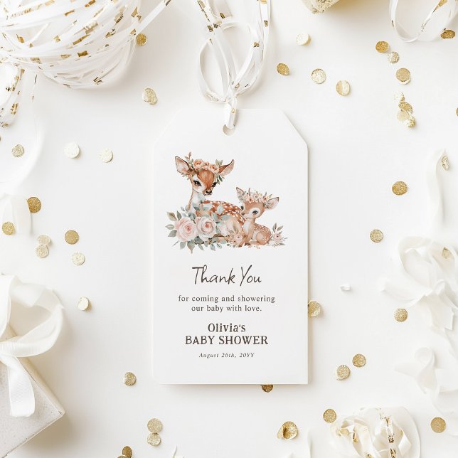 Chic Boho Woodland Animals Baby Shower Presentetikett (Skapare uppladdad)