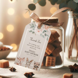 Chic Boho Woodland Animals Baby Shower Presentetikett